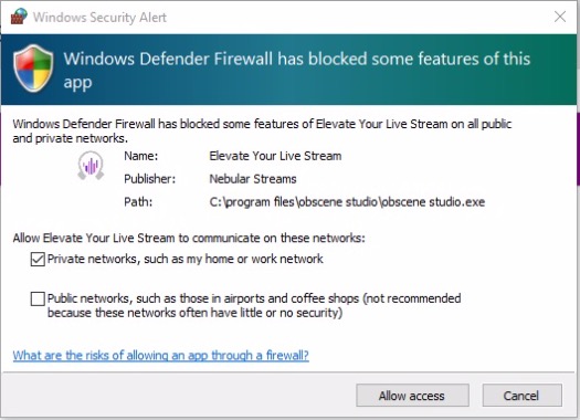 OBS Studio Firewall