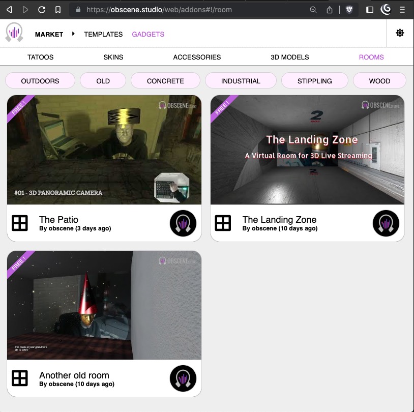 Download Virtual Rooms for 3D Live Streaming in the Obscene Studio MArket