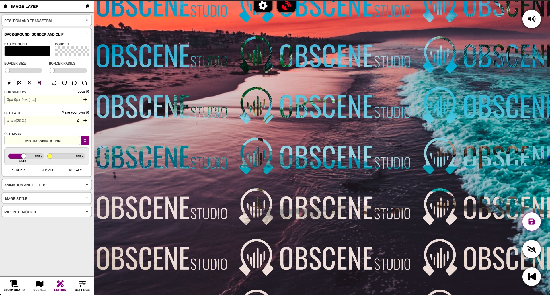 [A Custom PNG Mask with repeat options in Obscene Studio