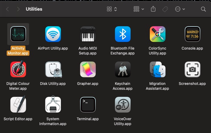 Utilities Folder in MacOS