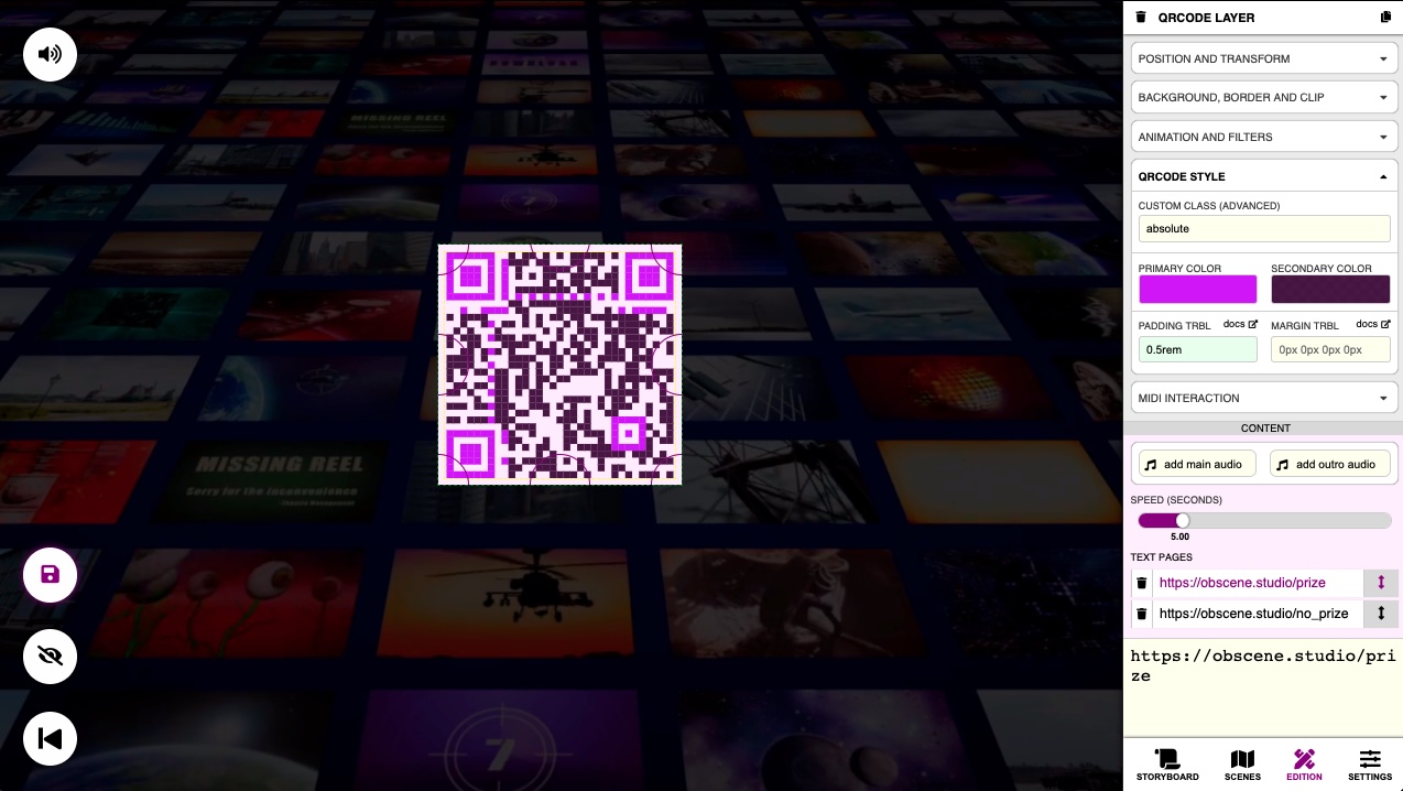 A QR Code in a Obscene Studio scene