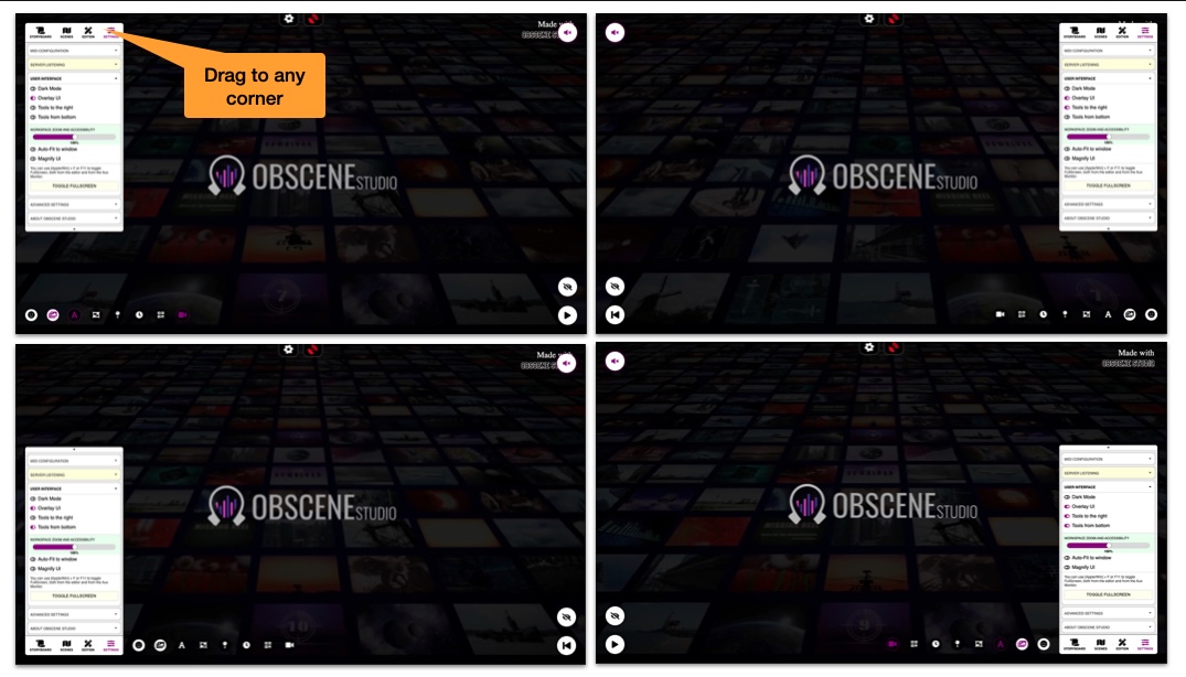 UI Settings in Obscene Studio